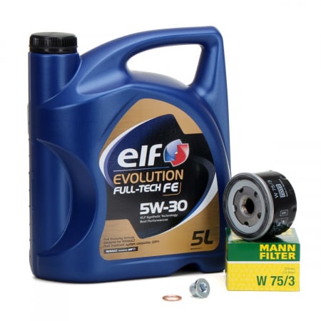 Pachet Revizie Ulei Motor Elf Evolution Full Tech FE 5W-30 5L + Filtru Ulei Mann Filter Lada Largus 2012→ W75/3 + Buson Golire Baie Ulei Fa1 518.471.001 + Garnitura Buson Golire Baie Ulei Fa1 968.330.