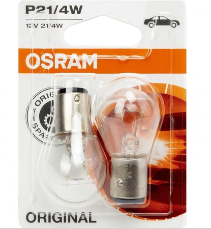 Set 2 bec P21/4W Osram Original Blister dublu filament pentru lampa frana