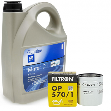 Set Ulei Motor Opel 5W-30 5L 93165557 + Filtru Ulei OP 570/1